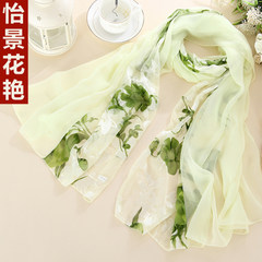100 gifts summer ladies long silk scarves spring and summer silk mulberry silk middle-aged mothers scarf shawl beautiful scenery