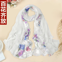 Gifts for summer ladies long silk scarves spring and summer silk mulberry silk middle aged mother scarves in full bloom