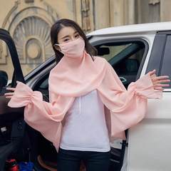 Uv mask sunshade a long-sleeved summer woman velveteen driving a bike sun protection clothing neck cape pure color snow teeth