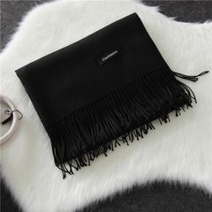 High quality wool scarf in winter 2017, women`s pure color, Korean version, 100% matching long style lamb hair air-conditioner shawl, dual-use Korean version, cashmere black