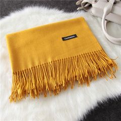 High quality wool scarf in winter 2017, women`s pure color, Korean version, 100% matching, long style lamb hair air-conditioner shawl, dual-use Korean version, cashmere, turmeric