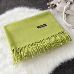 High quality wool scarf in winter 2017, women`s pure color Korean version, 100% matching long style lamb hair air-conditioner shawl, dual-use Korean version, cashmere fruit green