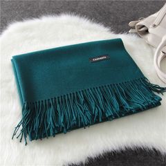 High quality wool scarf in winter 2017, women`s pure color, Korean version, 100% matching long style lamb hair air-conditioner shawl, Korean version, cashmere green