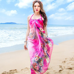 New spring and summer color embroidered imitation silk scarf dual-use summer shawl super large gauze towel women sun protection beach WS228 mei red