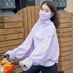 Shawl summer anti-thin women`s neck breathable sunscreen summer cycling neck mask mask mask mask mask pure color purple