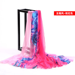 Spring and autumn oversized black and white printed angel scarf with ultra-wide tassel high-end chiffon sunscreen air conditioning room shawl scarf for women tornado - rose red