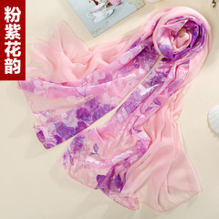China`s big red silk scarves mulberry silk scarf wedding shawl summer long thin gauze scarves powder purple flower charm
