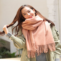 The 2017 winter ripplequot wool scarf color female long hair conditioner Korean all-match lamb dual-purpose shawl Coral powder