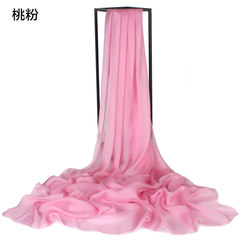 Korean silk scarf all-match double color shawl high-end silk wool hollow carved solid color scarf Peach powder