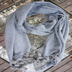Nepal, India, Kashmir, wool, cashmere, Navy, wind scarf, men and women, winter shawls Bluish grey