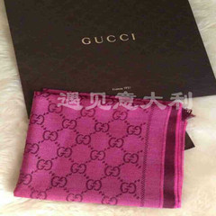 [domestic spot] Italy authentic purchasing, GUCCI logo pure wool double-sided jacquard knitted scarf Purple