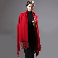 The new spring and autumn female Korean American fashion Changliu Su Hong pure wool shawl red wine warm scarf two Fashion wine
