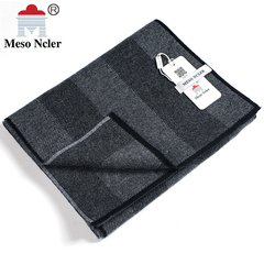 High-grade men`s scarves pure wool autumn and winter thickening youth pure color business long style pure color neck men`s gift box 9002 pure wool # black ash