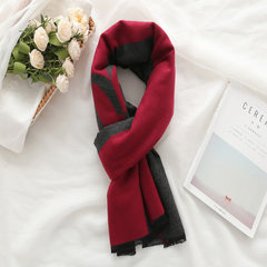 New Europe and America thick warm, autumn and winter female scarf, shawl, powder, gray, bear, female dual-use pentagram, M letters Red system