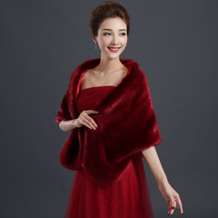 Wedding dress, cheongsam, woolen shawl, bride's wine, red big Cape, winter and autumn thickening, warm wedding anniversary coat Wine red cloak