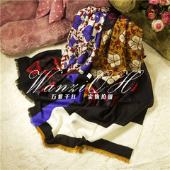The same type of black print flowers, oblong thin, pure wool ladies scarf, spring and winter shawls dual-use Other colors 2