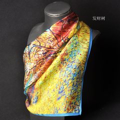 Silk scarves, women's fake collars, pure silk scarves, women's summer scarves, women's spring and autumn silk, sun protection, spring and autumn, big red, really 12 riches trees.