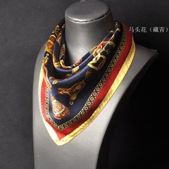 Silk scarves, women's fake collars, pure silk scarves, women's summer scarves, women's spring and autumn silk, sun protection, spring and autumn, scarlet, real 4 horsehead flowers (Tibet Qing)