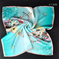Silk scarves, women's fake collar bags, pure silk scarves, women's summer scarves, women's spring and autumn silk, sun protection, spring and autumn, big red, really 11 Yulan spring map.
