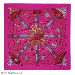 France buying Hermes new lady scarf coral track silk scarf lady 90 printed square H002207S 13
