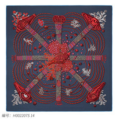 France buying Hermes new lady scarf coral track silk scarf lady 90 printed square H002207S 14