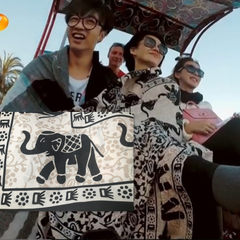 Scarf Shawl elephant print through super special offer Scarf Cotton Double Xu Qing with big scarf Black elephant at the bottom of rice