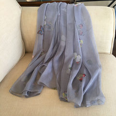 The pure silk cotton double silk summer sun female beach towel scarf scarf shawl dual-purpose air conditioner Grey Butterfly
