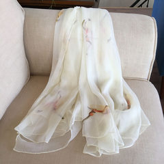 The pure silk cotton double silk summer sun female beach towel scarf scarf shawl dual-purpose air conditioner Beige Calla