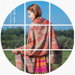 Yunnan Lijiang summer cotton, linen, sun scarf, tourism, national wind, Tibet, autumn, winter, Qinghai, warm shawls, dual-purpose fish, blue.