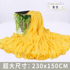 Autumn and winter in Lijiang warm cotton scarf shawl simple simple female super long all-match dual-purpose shawl Yellow turmeric