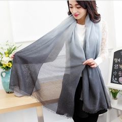 The spring and Autumn Winter Scarf Korean long winter cotton scarf dual-purpose lady Cape gradient color scarf for summer air conditioning WB117 black ash