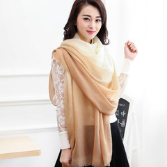 The spring and Autumn Winter Scarf Korean long winter cotton scarf dual-purpose lady Cape gradient color scarf for summer air conditioning WB117 m Camel