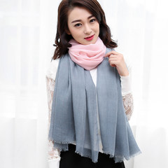 The spring and Autumn Winter Scarf Korean long winter cotton scarf dual-purpose lady Cape gradient color scarf for summer air conditioning WB117 grey powder