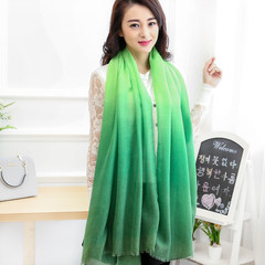 The spring and Autumn Winter Scarf Korean long winter cotton scarf dual-purpose lady Cape gradient color scarf for summer air conditioning WB117 shades of green