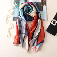 Silk summer wear scarf, female sunscreen shawl scarf, spring and autumn winter scarf, 2017 horse horse - Tibetan blue