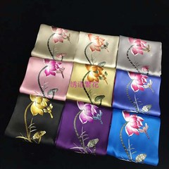 Silk silk hand embroidered embroidery scarf pattern lotus Dragonfly bearing play Golden