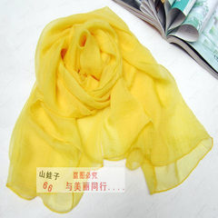 Super long beach towel color Chiffon silk scarves Scarf Bandana red scarf wedding shawl Yellow (long 140 wide 140cm)