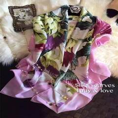 European art flower scarf twill silk scarf shawl 140*140 star with a silk scarf Goods in stock