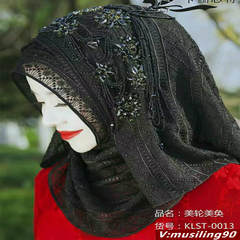 The new Muslim Islamic headscarf hijab fashion Hui Li card Stewart magnificent silk long scarf scarf Baron black