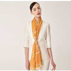 The new spring and summer 2017 Wensli silk silk long scarf scarf shawl Beach Towel - flower gift Weiyang Beach Towel - Weiyang orange flower