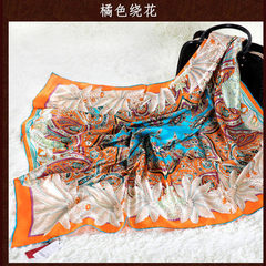 Heavy silk, silk towel, silk scarf, spring and autumn scarf, seasonal shawl, 2017 new orange flower.