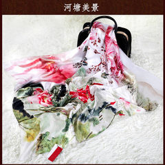 Heavy silk, silk towel, silk scarf, spring and autumn scarf, seasonal shawl, 2017 new lotus pond beauty