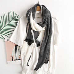Fresh and elegant silk scarf cotton Larry art summer tourism sun men's and women's air conditioning shawl A-194 black + white 200*70cm