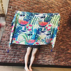 Korean cute female summer scarves printed cotton silk scarf shawl anti Sai beach towel dual-purpose watermelon