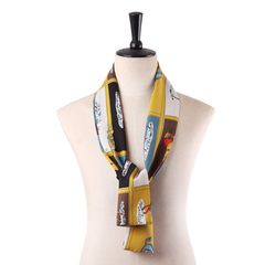 Autumn travel, spring and autumn, thin silk mulberry silk new Korean sunscreen holiday holiday scarf, shading air hostess scarf, new battle horse yellow.