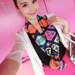 Autumn travel, spring and autumn, thin silk mulberry silk new Korean sunscreen holiday holiday scarf, shading air hostess scarf, colorful diamond