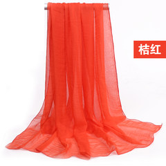 The summer light purple silk chiffon Korean solid color scarf Pashmina Long Beach Beach Towel Orange red