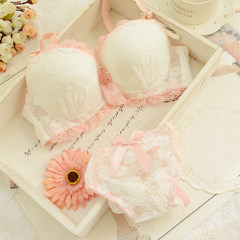 Fall new collection of girls bra set, cute Lace Sexy Bra, A cup, thin small chest underwear set White 8851 34 (75) +M briefs