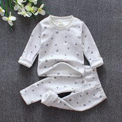 Children's clothing, children's thermal underwear sets, cotton boys, girls, plush, thickening, baby home pajamas, autumn and winter new style Light grey ice cream 110 yards tall, 92-106cm, 3-4 years old