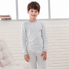 Red bean's new winter boys and girls underwear set low collar long johns 2 piece HDR27001 Light grey stripes 165cm
